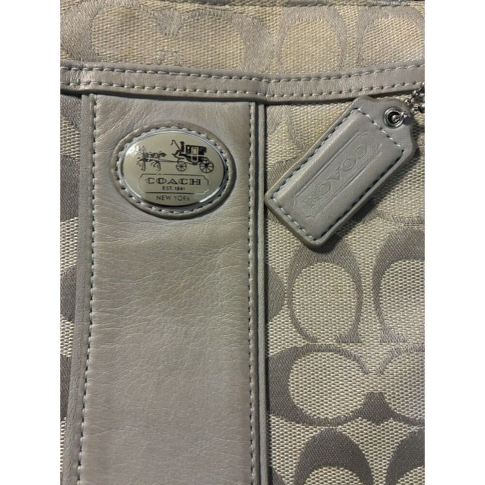 COACH Sutton Signature Jacquard Swingpack Crossbody Bag Khaki Gray 43976 EUC - Picture 5 of 6